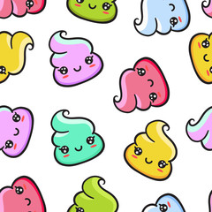 kawaii color poo emoji pattern