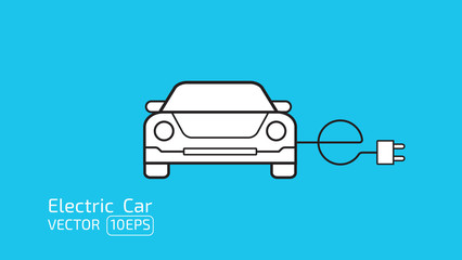 Electric car concept  icon on blue space BG