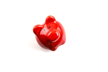 Red Piggy bank isolated on white background