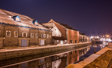 小樽運河 ガス灯 夜景 冬