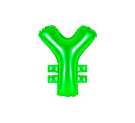 yen sign, green color