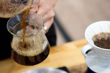 Drip brewing filtered coffee