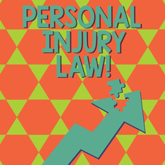 Writing note showing Personal Injury Law. Business photo showcasing guarantee your rights in case of hazards or risks