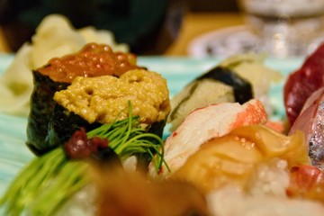 A delicious sushi you can eat at Shimbashi in Tokyo.