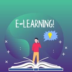 Writing note showing E Learning. Business photo showcasing Introduction of an electronic education in modern schools