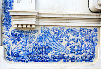 Naklejka premium Decorative Blue and White Tiles Panel
