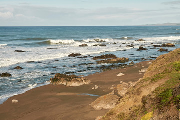 Fototapeta na wymiar beach and sea on California coastline