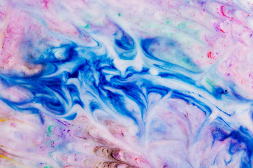 Abstract, beautiful and multi-colored pattern modern painting .The Eastern style of Ebru painting on water with acrylic paints swirls with marbling.Stylish color combination, genuine luxury 