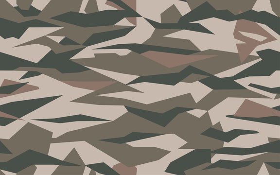 Geometric camouflage pattern in dark brown colors. Army camo seamless  texture made in triangular shape. Vector background