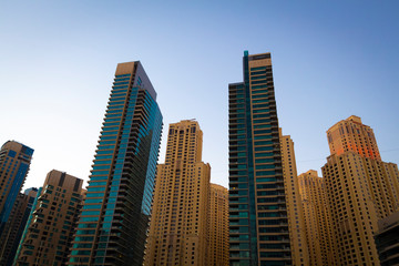 Obraz premium District downtown. View of the beautiful modern high-rise buildings.