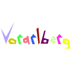 Colorful "Vorarlberg" text written with cornered letters - Eps10 vector graphics and illustration 