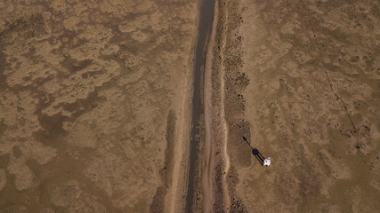 Fototapeta na wymiar Above the Sand Desert Surface Aerial view