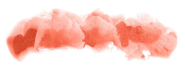 Fototapeta premium Abstract watercolor background hand-drawn on paper. Volumetric smoke elements. Red-orange color. For design, web, card, text, decoration, surfaces.