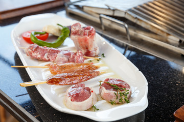 meat assorti set with pepper for grill