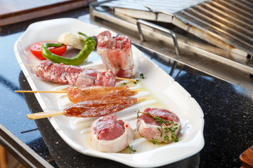 meat assorti set with pepper for grill