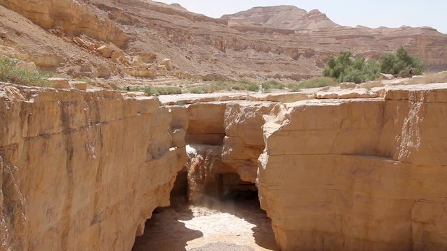 Flash flood in the desert of Nahal Zin Negev