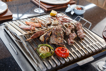 grilled meat and vegetables