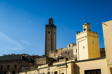 mosque in fes morocco, photo as background
