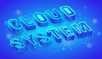 Cloud System 3d Isometric Vector Banner Template
