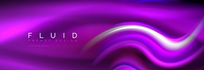 Fluid color neon wave lines background, neon liquid color futuristic paint template