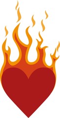 Illustration of a heart burning in fire