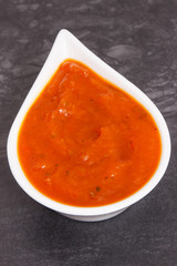 Homemade pumpkin sauce or ketchup with spices, healthy eating
