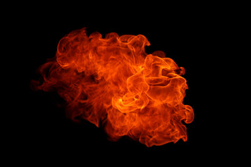 Fire flames on black background.
