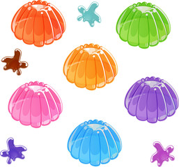 Colorful shiny jelly set. Isolated on white background