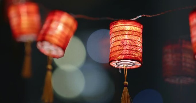 Red little lantern for lunar new year at night