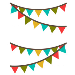 Obraz premium Carnival garland with flags. Decorative colorful party pennants for birthday celebration