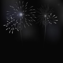 white fireworks on dark background. firework for event around the world