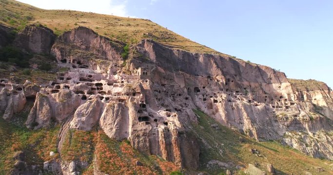Vardzia cave rock monastery Georgia Aerial Summer