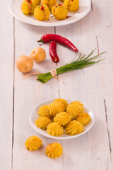 Duchess potatoes sandwiches.