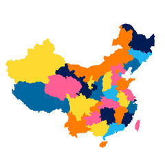 map of administrative division of China regions of different colors illustration