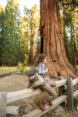 hiker in Sequoia national park in California, USA