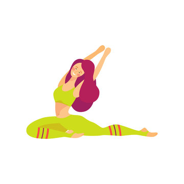 Vector illustration of a girl straching isolated on white.