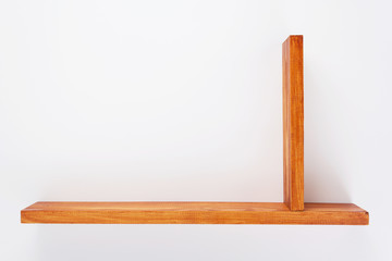 wooden shelf at white background texture