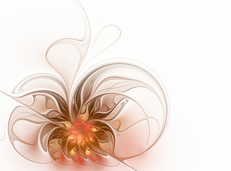 Abstract fractal autumn flower on a white background