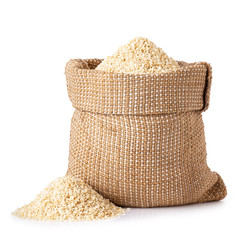 sesame seeds in burlap sack