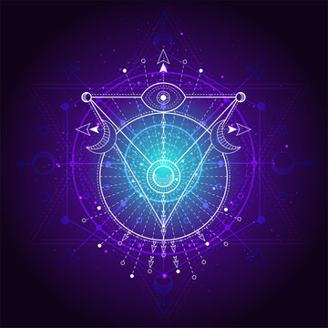 Vector illustration of mystic symbol Lotus on abstract background.