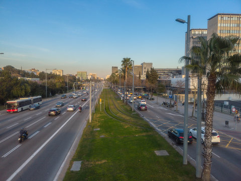Diagona Street in Barcelona. Catalonia. Spain. Aerial Photo