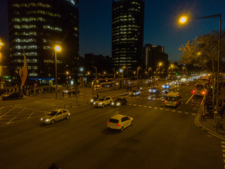 Fototapeta na wymiar Barcelona. Urban street in the city. Aerial photo. Spain