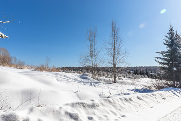 winter landscape with road and snow