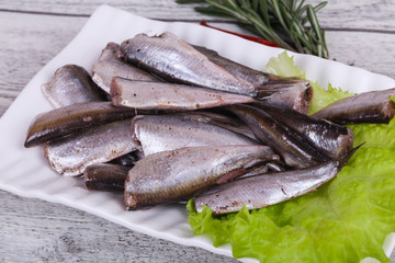 Anchovy fish snack in the bowl