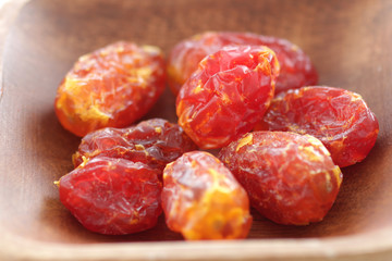 アップで撮影した乾燥した塩トマト