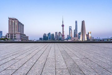 shanghai skyline at sunset