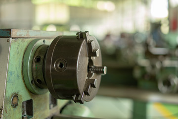 Lathe machine in a workshop