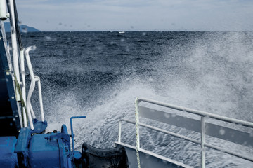 the ship sails on the sea