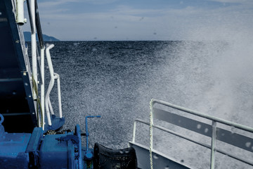 the ship sails on the sea