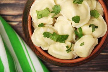 Russian pelmeni portion ready for lunch